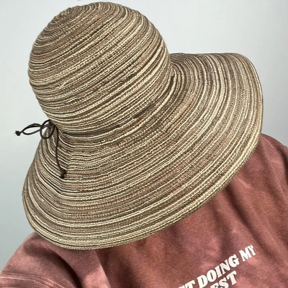 Women’s neutral floppy woven sun hat - Picture 6 of 7